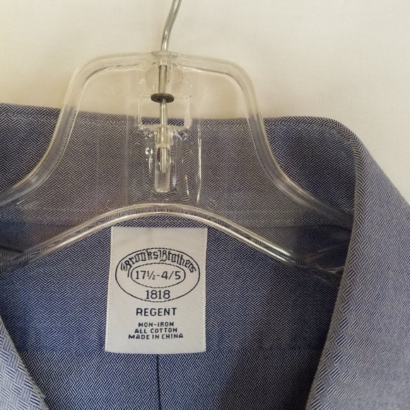 Brooks Brothers Blue Regent Fit Button Front Dress Shirt Size 17.5-4/5 - Picture 4 of 5